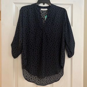 Blue and black blouse